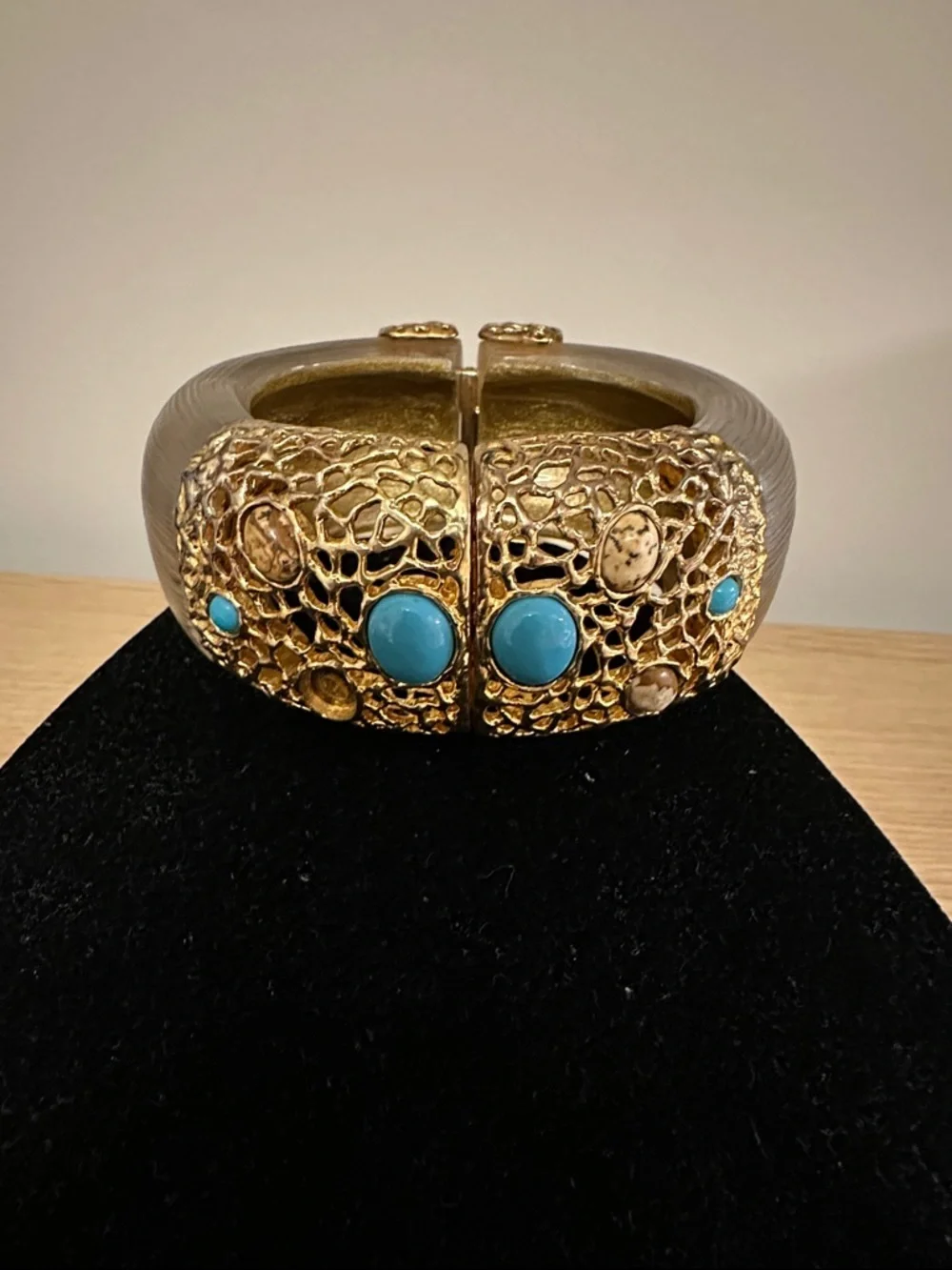 Alexis Bittar White Lucite Gold-Tone Bracelet with Turquoise Accents - Picture 2 of 7